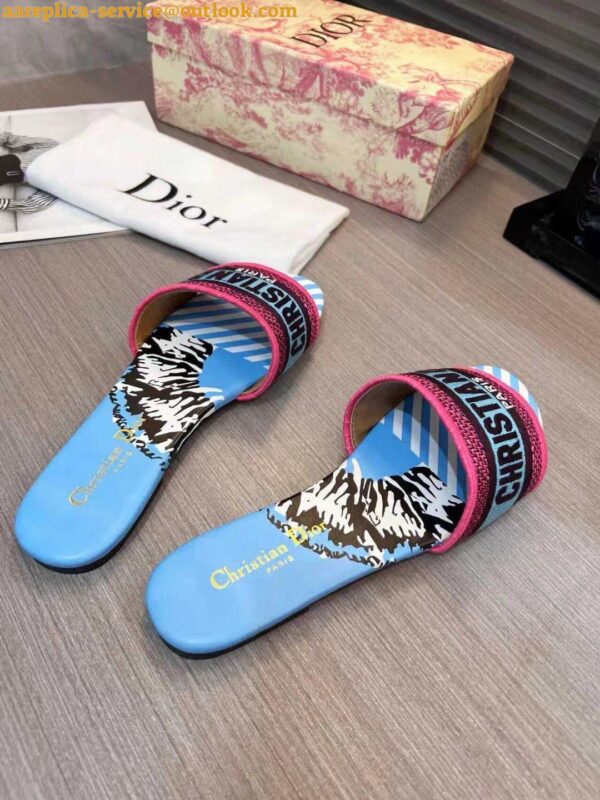 Replica Dior Dway Slides In Blue Multicolor D-Jungle Pop Cotton 6