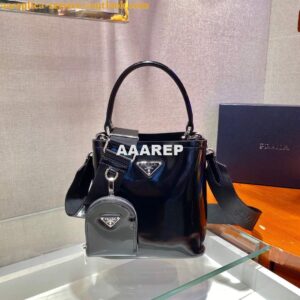 Replica Prada Panier ostrich leather 1BA319 Bag Black