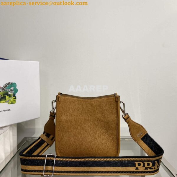 Replica Prada 1BH191 Leather mini shoulder bag tan 2