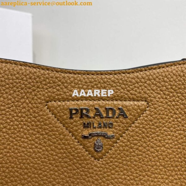 Replica Prada 1BH191 Leather mini shoulder bag tan 3