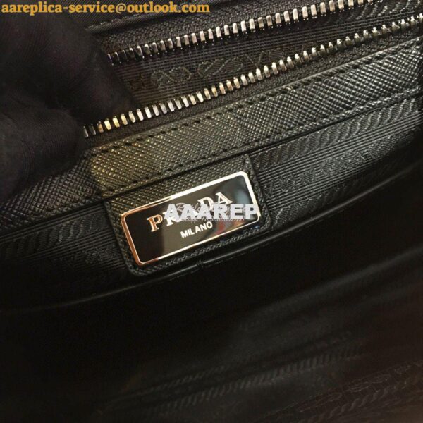 Replica Prada Nylon and Saffiano Leather Shoulder Bag 2VD769 Black 12