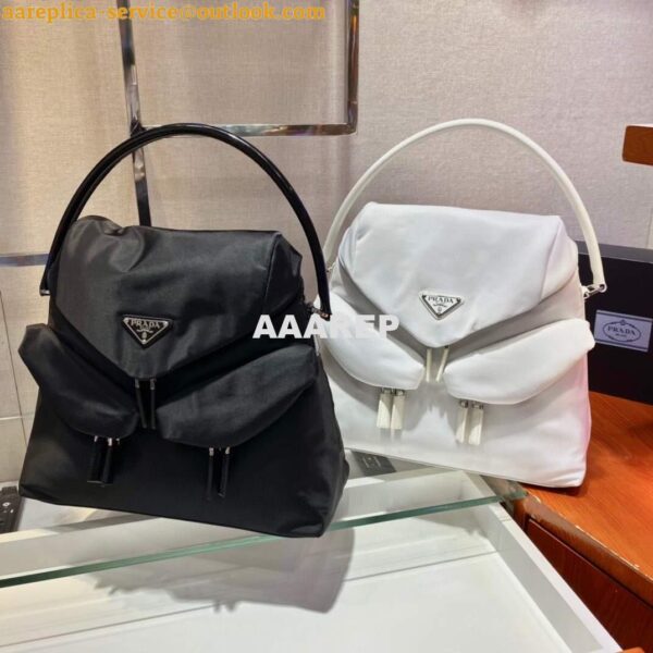 Replica Prada Signaux Nylon and Leather Hobo Bag 1BC160 Black 9