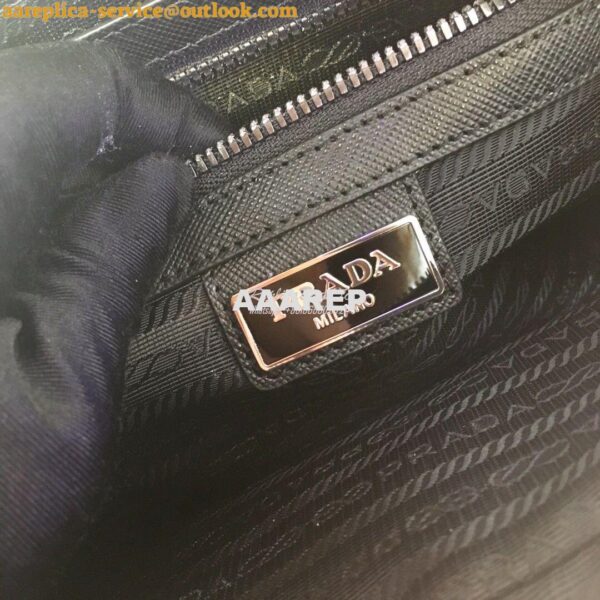 Replica Prada Nylon and Saffiano Leather Shoulder Bag 2VH074 Black 12