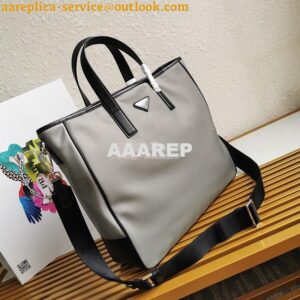 Replica Prada Nylon and Saffiano Leather Tote 2VG064 Grey 2