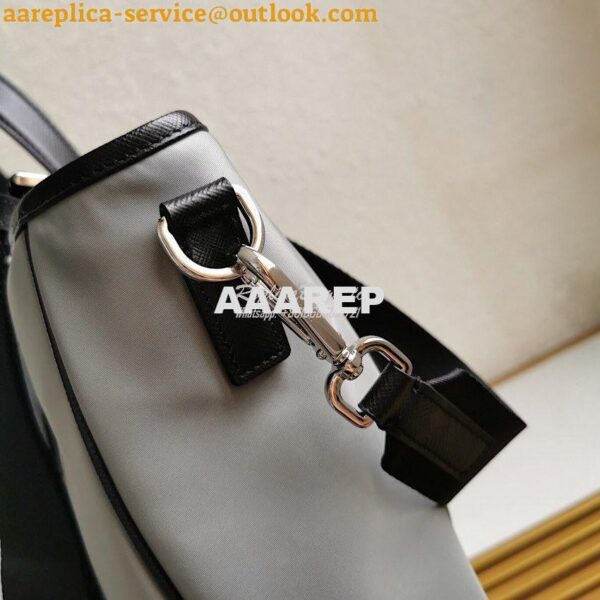 Replica Prada Nylon and Saffiano Leather Tote 2VG064 Grey 7