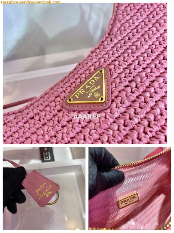 Replica Prada 1BH204 Prada Re-Edition 2005 Raffia Bag in Pink 10