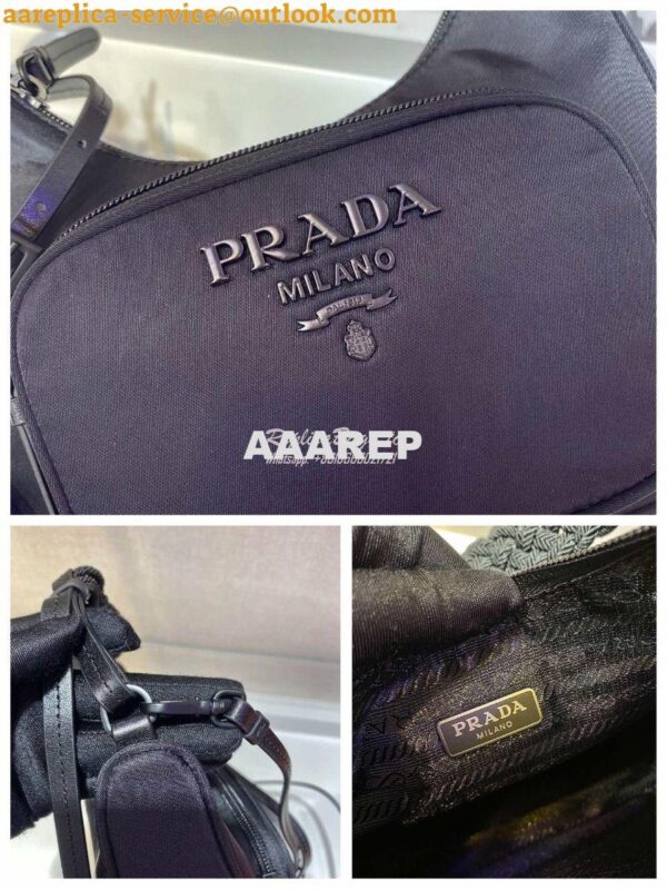 Replica Prada Nylon Hobo Bag with Braided Strap 1BC123 7