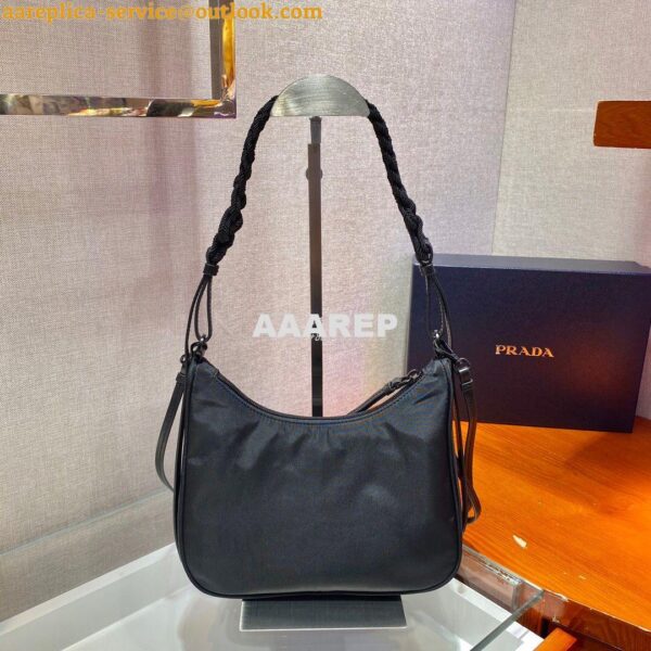 Replica Prada Nylon Hobo Bag with Braided Strap 1BC123 12