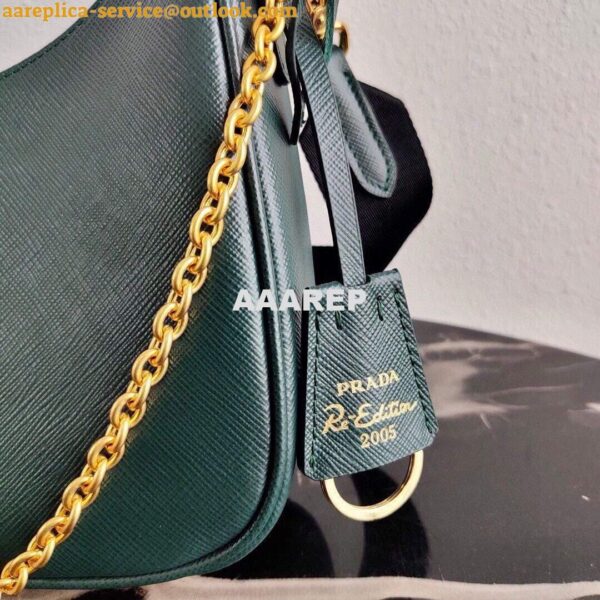 Replica Prada 1BH204 Prada Re-Edition 2005 Saffiano leather Bag in Dark Green 7