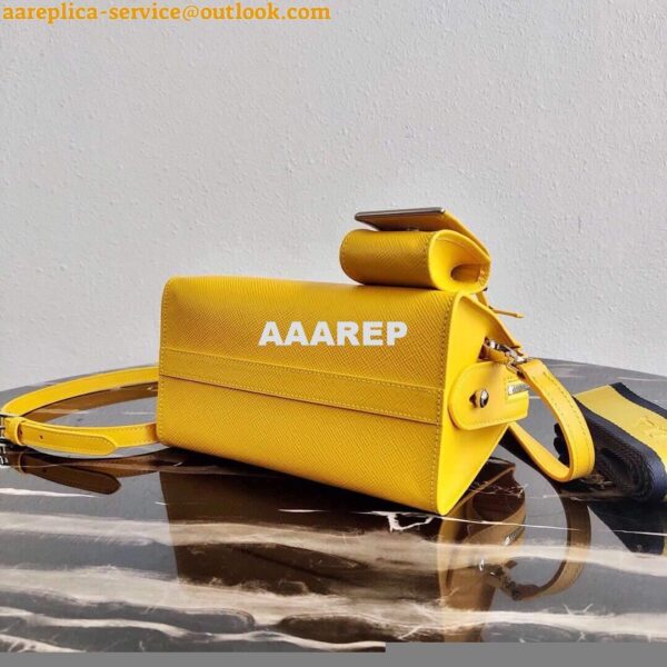 Replica Prada 1BA269 Saffiano Leather Prada Monochrome Bag Yellow 4