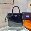 Replica Prada 1BA330 Brushed Leather Tote Bag Light Blue 2