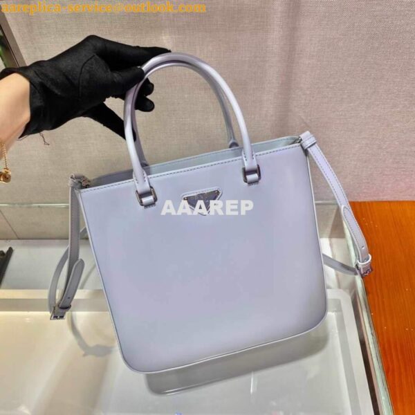 Replica Prada 1BA330 Brushed Leather Tote Bag Light Blue 5