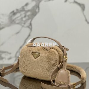 Replica Prada Odette Shearling Mini-bag 1BH208 Écru/Noisette 2