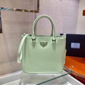 Replica Prada 1BA330 Brushed Leather Tote Bag Light Green