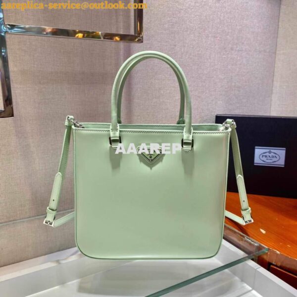 Replica Prada 1BA330 Brushed Leather Tote Bag Light Green 4