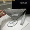 Replica Prada 1NE039 Crystal-studded satin pouch Black