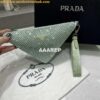 Replica Prada 1NE039 Crystal-studded satin pouch Gray