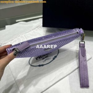 Replica Prada 1NE039 Crystal-studded satin pouch Purple 2