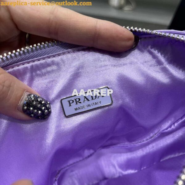 Replica Prada 1NE039 Crystal-studded satin pouch Purple 10