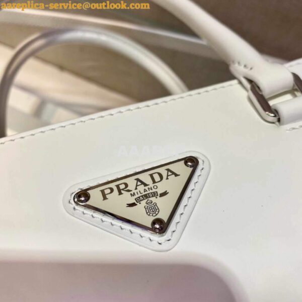 Replica Prada 1BA330 Brushed Leather Tote Bag White 6