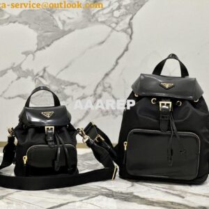 Replica Prada Medium Re-Nylon and brushed leather backpack 1BZ074