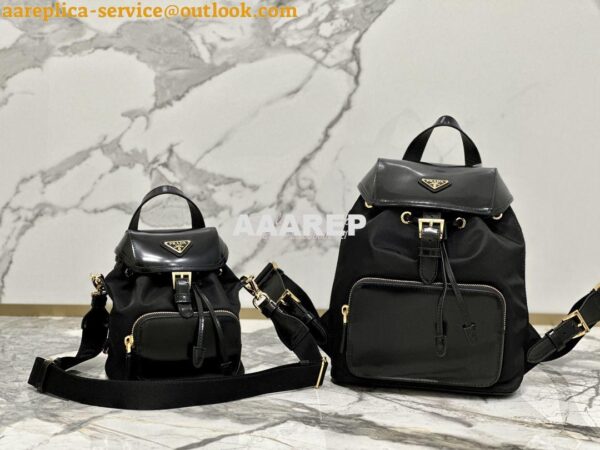 Replica Prada Medium Re-Nylon and brushed leather backpack 1BZ074 3