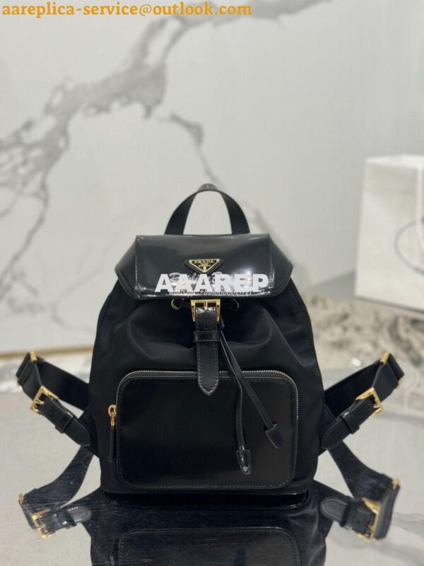 Replica Prada Medium Re-Nylon and brushed leather backpack 1BZ074 4