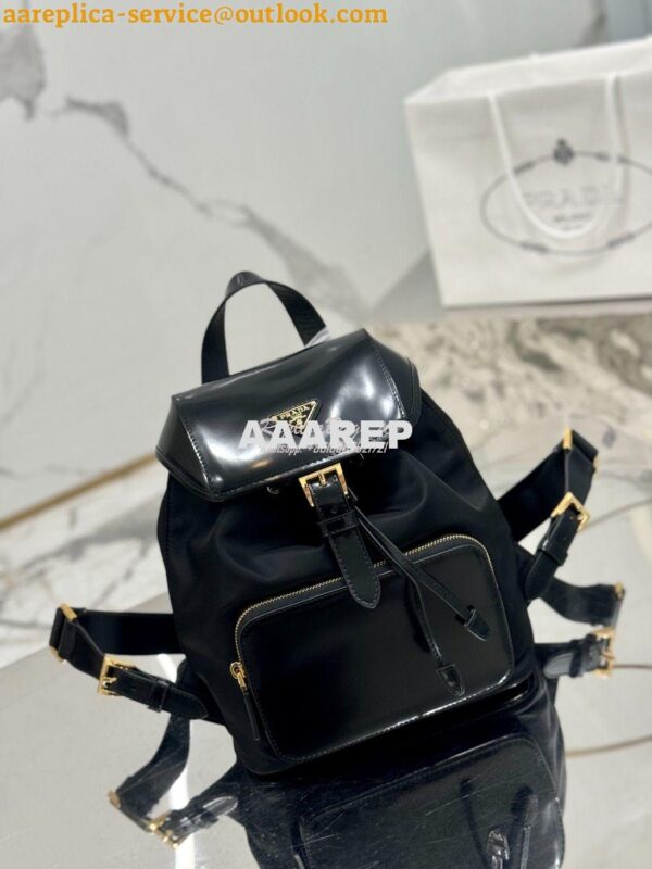 Replica Prada Medium Re-Nylon and brushed leather backpack 1BZ074 5