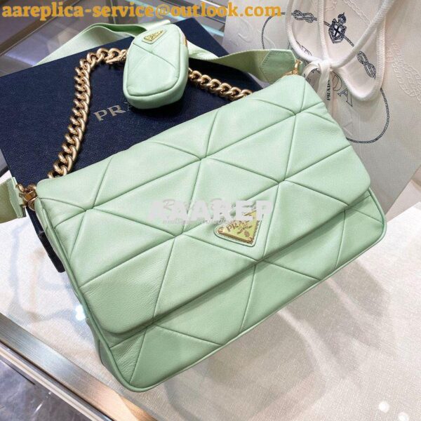 Replica Prada Medium System Nappa Leather Patchwork Bag 1BD291 Aqua 4