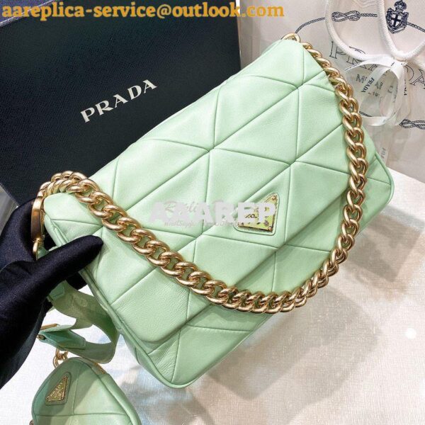 Replica Prada Medium System Nappa Leather Patchwork Bag 1BD291 Aqua 7