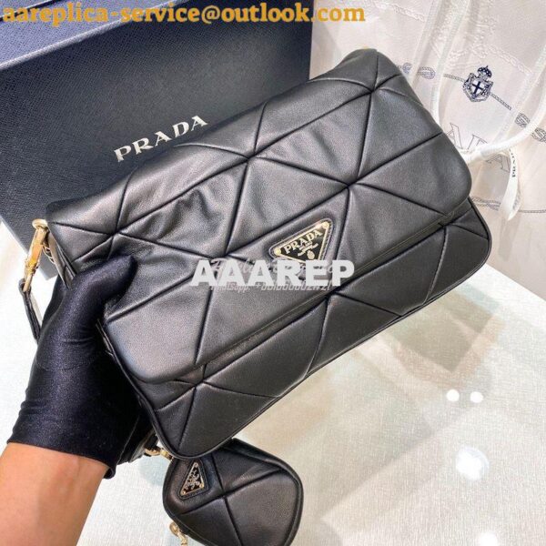 Replica Prada Medium System Nappa Leather Patchwork Bag 1BD291 Black 8