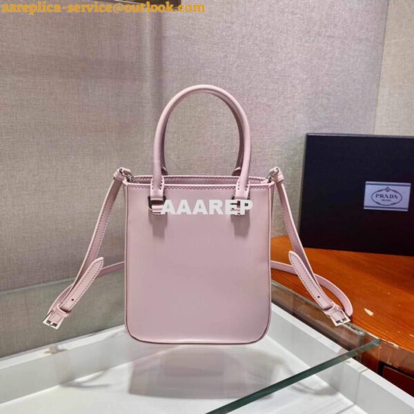 Replica Prada 1BA331 Small Brushed Leather Tote Pink 3