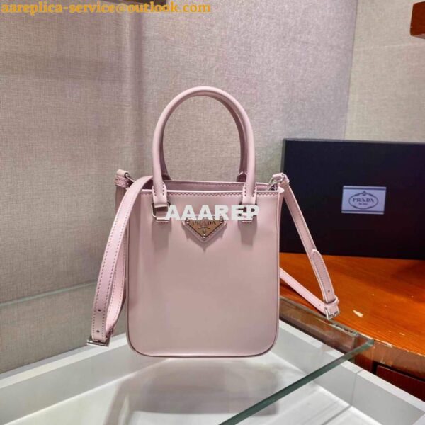 Replica Prada 1BA331 Small Brushed Leather Tote Pink 4