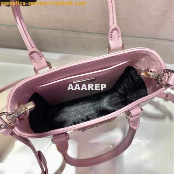 Replica Prada 1BA331 Small Brushed Leather Tote Pink 7