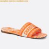 Replica Dior Dway Slides In Bright Orange Toile de Jouy Embroidered Cotton 2