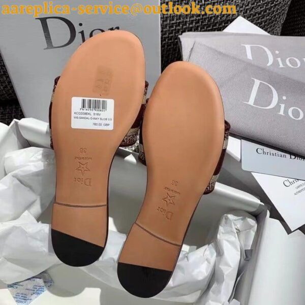 Replica Dior Dway Slides In Burgundy Embroidered Cotton 9