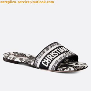 Replica Dior Dway Slides In Dior Bandana Embroidery Cotton