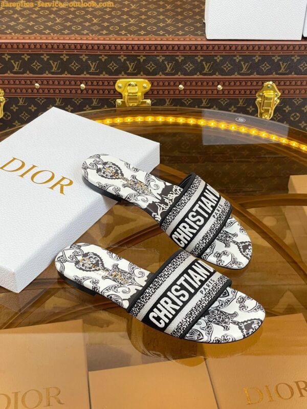 Replica Dior Dway Slides In Dior Bandana Embroidery Cotton 7