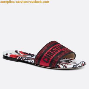 Replica Dior Dway Slides In Embroidered Cotton with Cupidon Motif