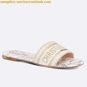 Replica Dior Dway Slides In Gold Jardin Botanique Embroidered Cotton