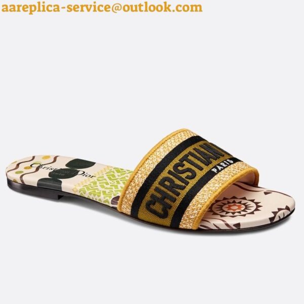 Replica Dior Dway Slides In Geometric Motif Embroidered Cotton 12