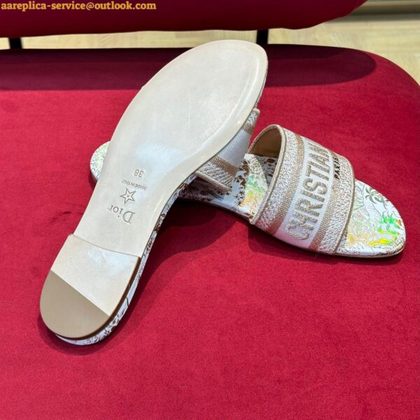 Replica Dior Dway Slides In Gold Jardin Botanique Embroidered Cotton 6