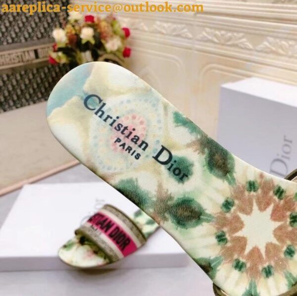 Replica Dior Dway Slides In Green Kaleidiorscopic Embroidered Cotton 11