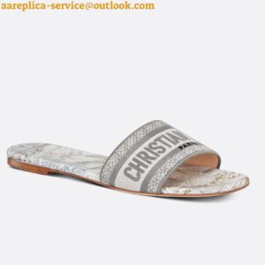 Replica Dior Dway Slides In Grey Rêve d'Infini Embroidery Cotton