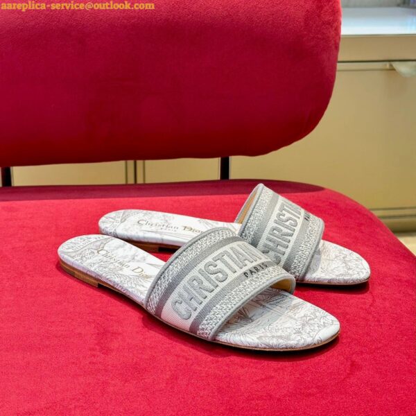 Replica Dior Dway Slides In Grey Rêve d'Infini Embroidery Cotton 6