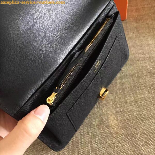 Replica Hermes Dogon Duo Wallet in Black Clemence Leather 9