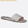 Replica Dior Dway Slides In Grey-Tone Embroidered Metallic Fabric 2