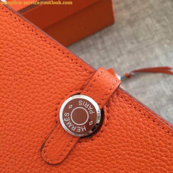 Replica Hermes Dogon Duo Wallet in Orange Clemence Leather 4