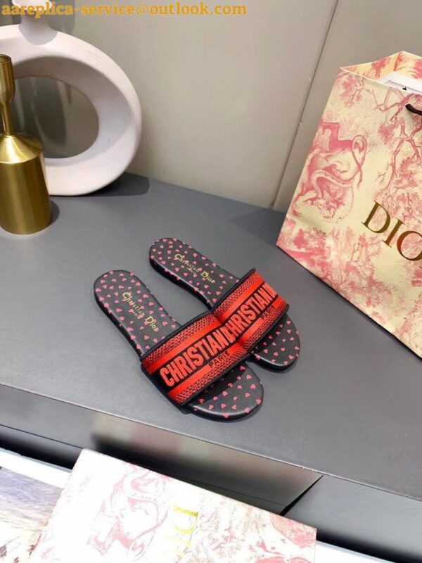 Replica Dior Dway Slides In Hearts I Love Paris Embroidered Cotton 7