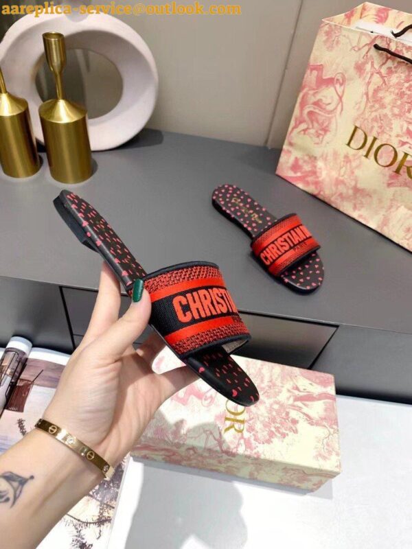 Replica Dior Dway Slides In Hearts I Love Paris Embroidered Cotton 6